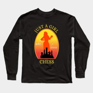 Just A Girl Who Loves Chess vintage sunset Long Sleeve T-Shirt